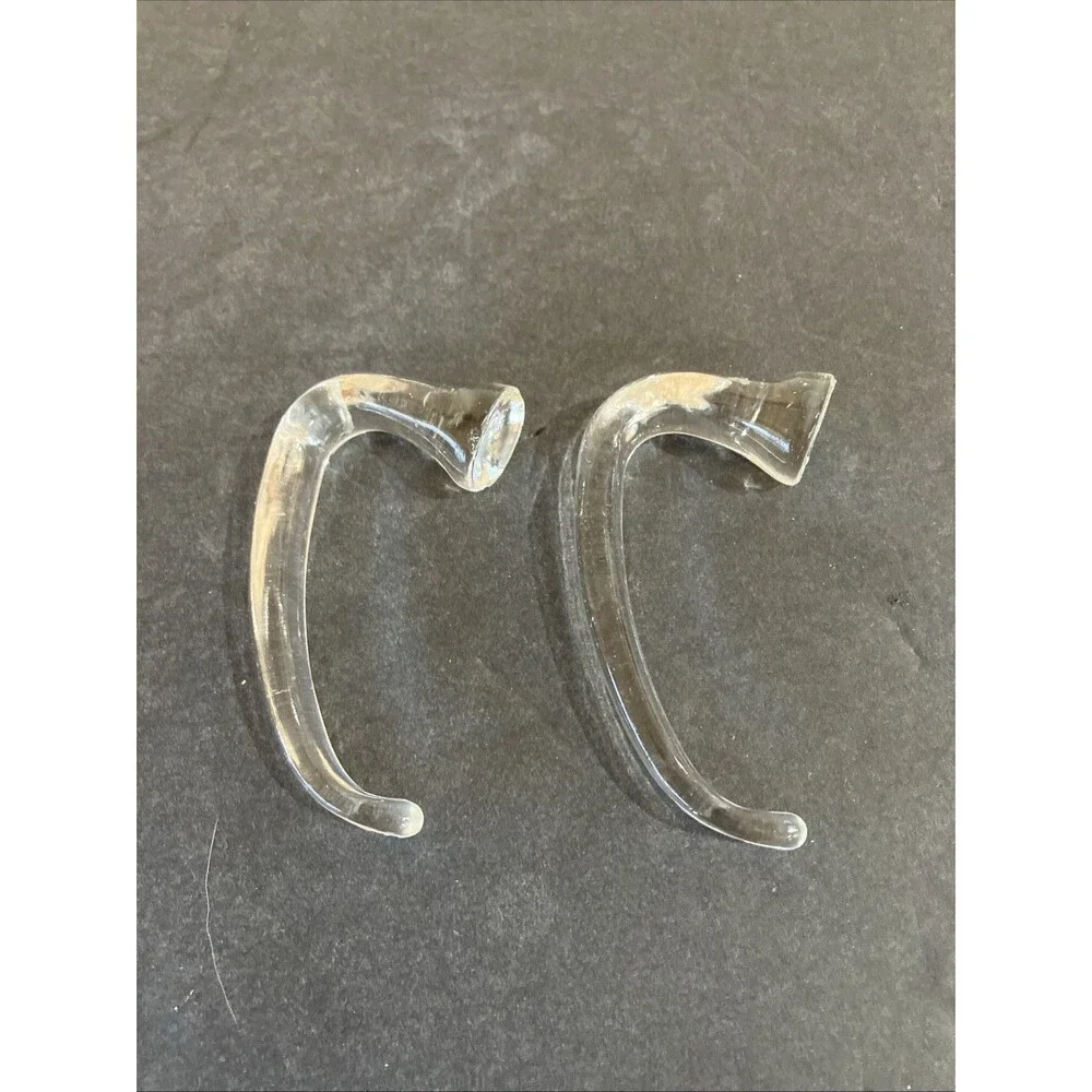 2 Vintage Mid Century Modern Clear Glass Towel Robe Coat Hooks